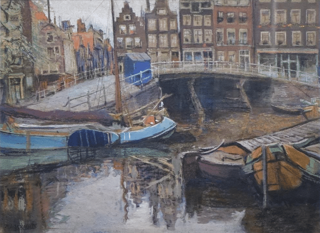 Frans Nackaerts (1884-1948) | 'Gezicht op de hoek Prinsengracht Bloemgracht, Amsterdam'