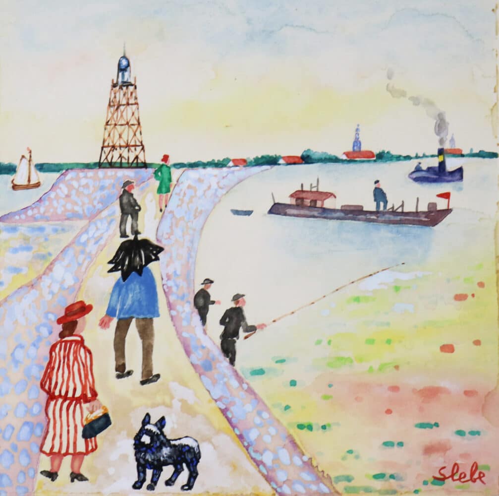 Ferry Slebe (1907-1994) | 'Wandelaars op de pier'